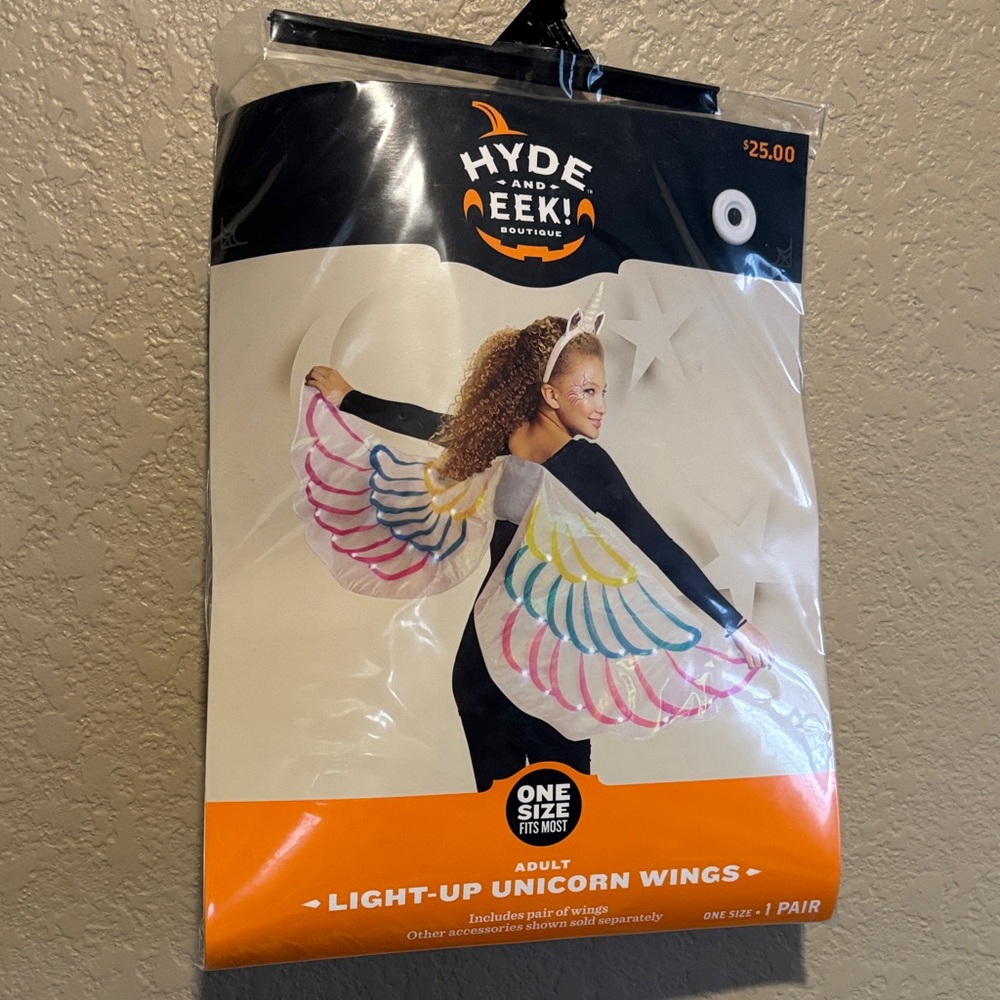 Hyde and Eek! Adult Light-Up Unicorn Wings, Rainbow Tail & Headband Horn